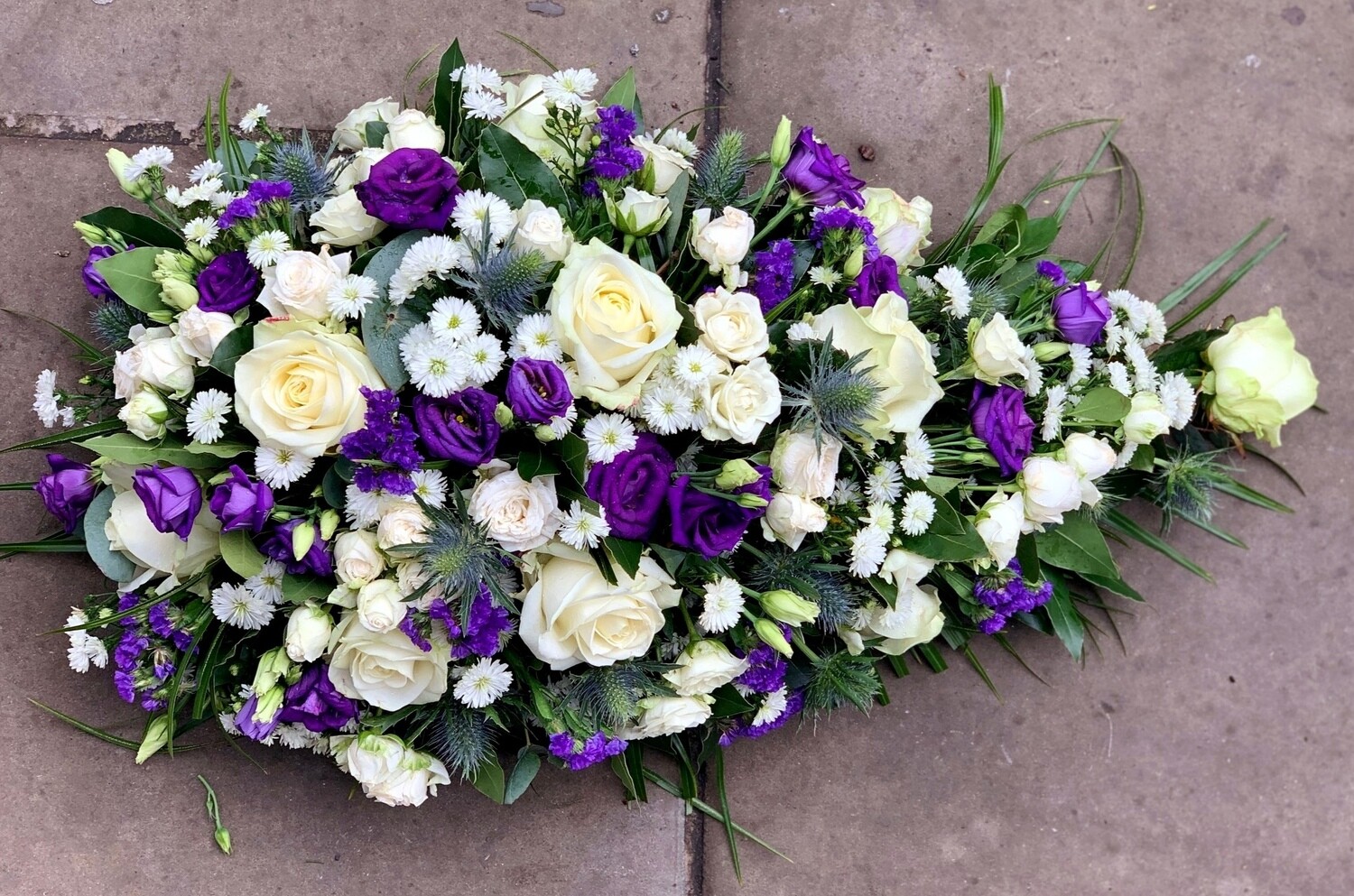 Purple and white single ended spray