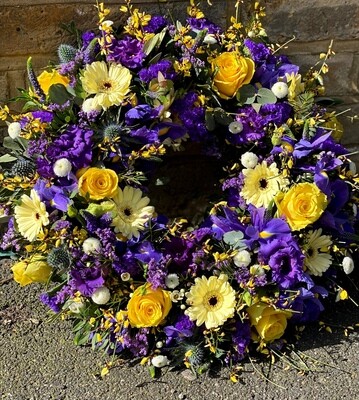 Lemon and blue country wreath