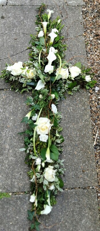 Calla, rose and willow cross