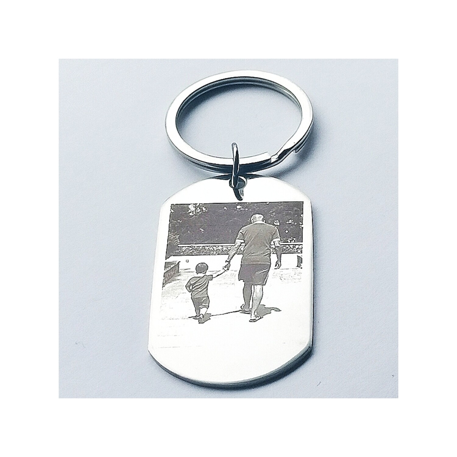 Custom DOUBLE Sided Dog Tag Keyring with Handwriting 