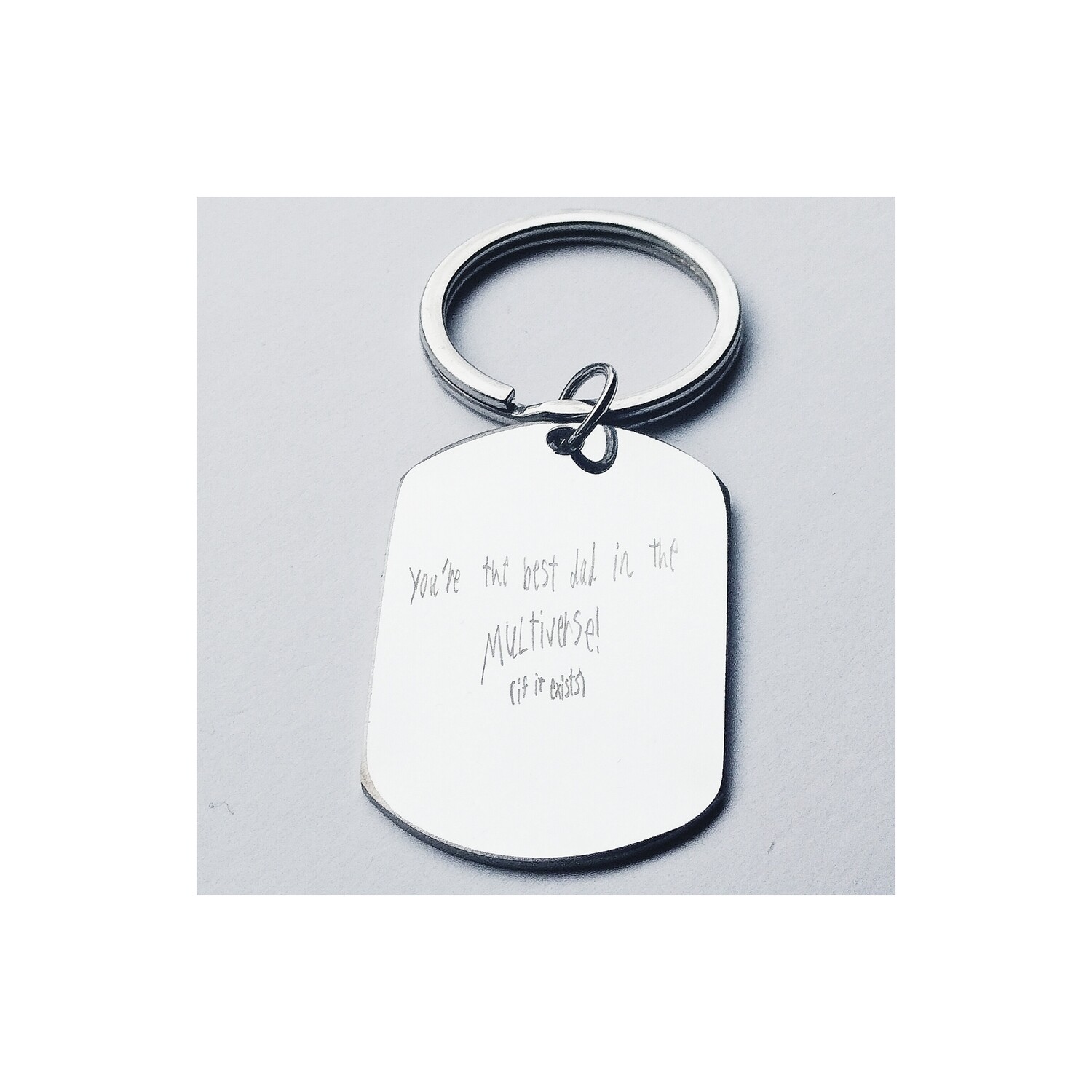 Custom DOUBLE Sided Dog Tag Keyring with Handwriting 
