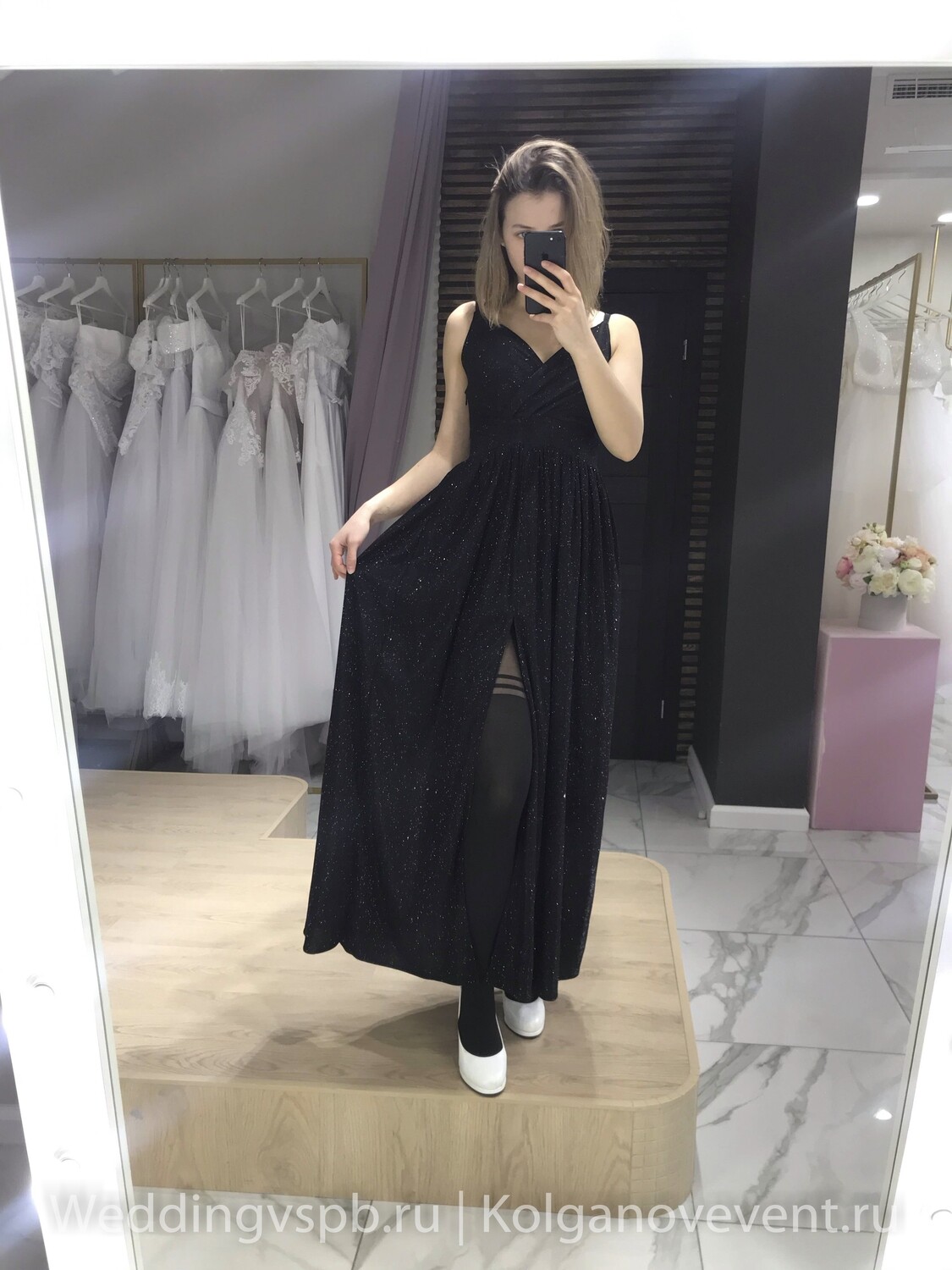 Вечернее платье черное в пол (42 размер)