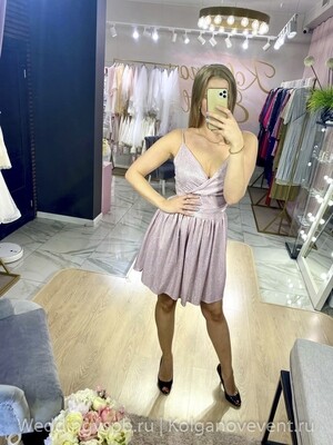 Вечернее платье светло-розовое короткое (46 размер)
