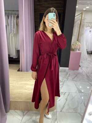 Вечернее платье бордовое (44 размер)