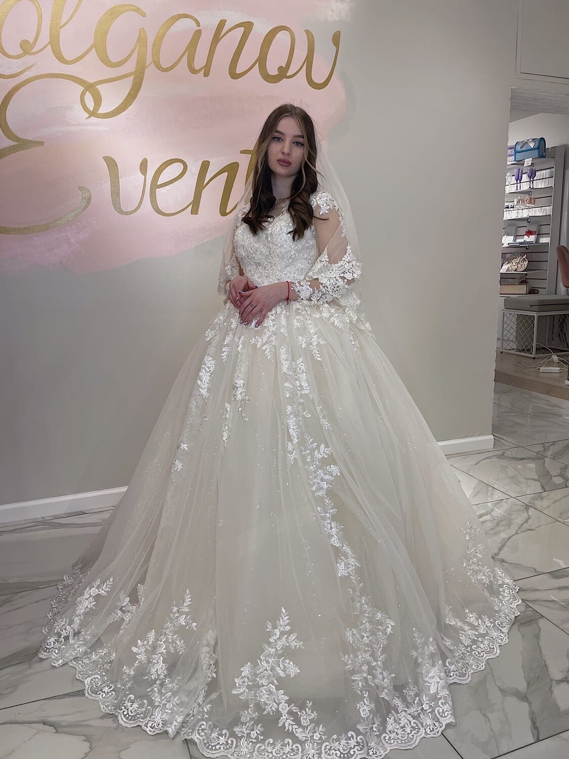 Свадебное платье Милана пудра (44 размер)