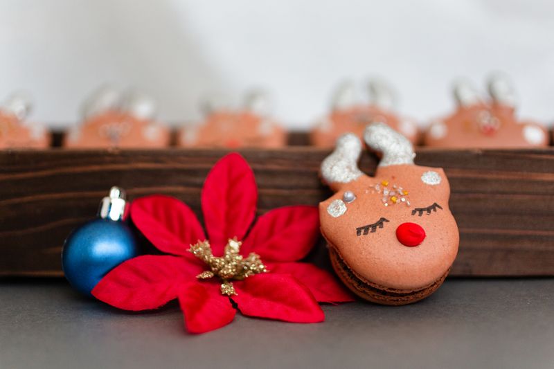 Hot Cocoa Reindeer French Macaron