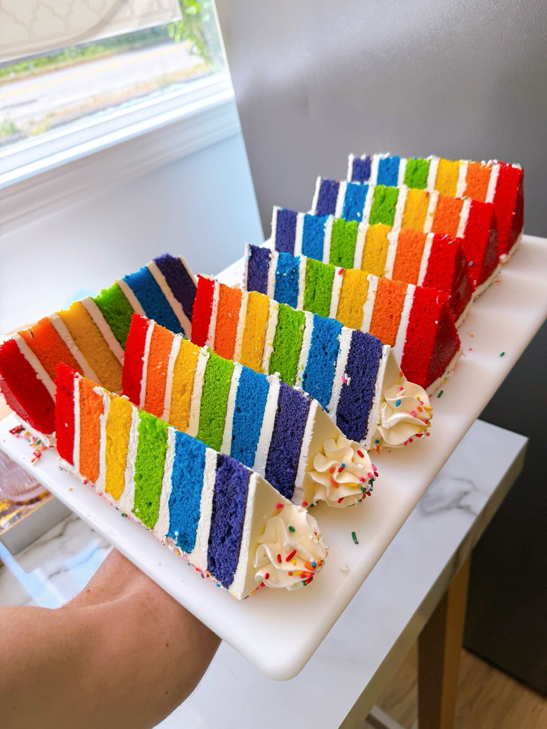 6 Layer Rainbow Cake Slice