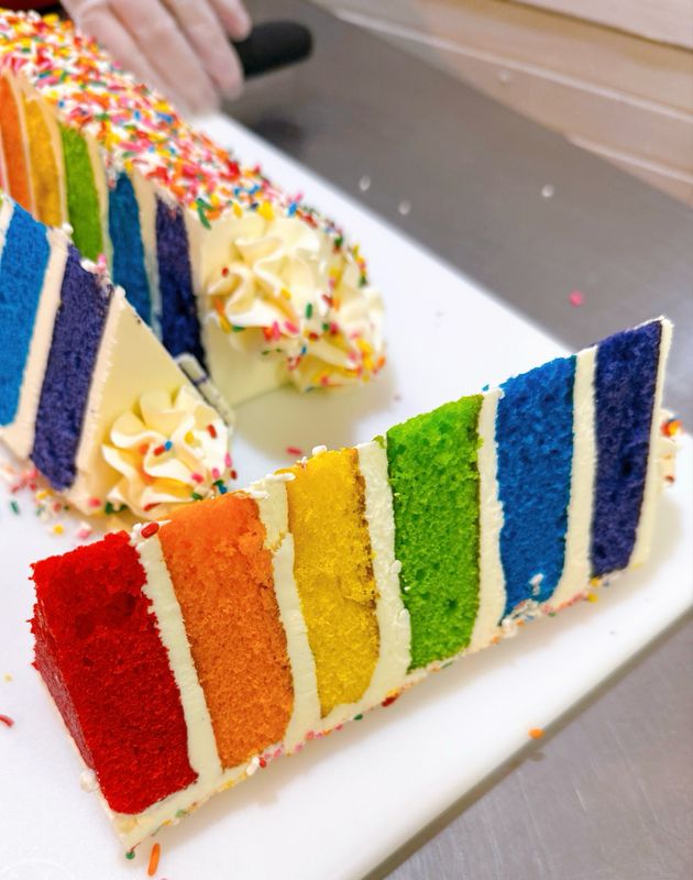 6 Layer Rainbow Cake Slice