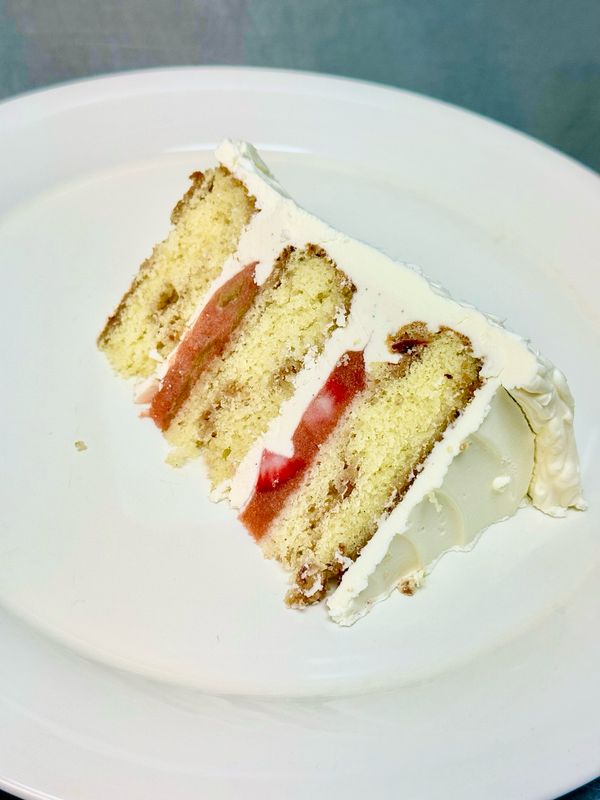 Strawberry Rhubarb Cake Slice
