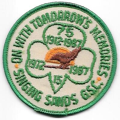 Singing Sands GSC 15th/GSUSA 75th anniversary council patch (IN)