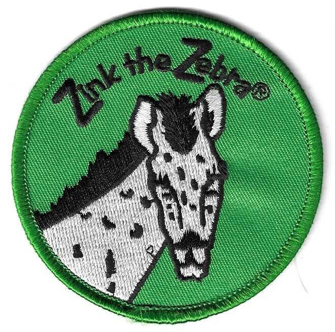 Zinc the Zebra round green border program patch