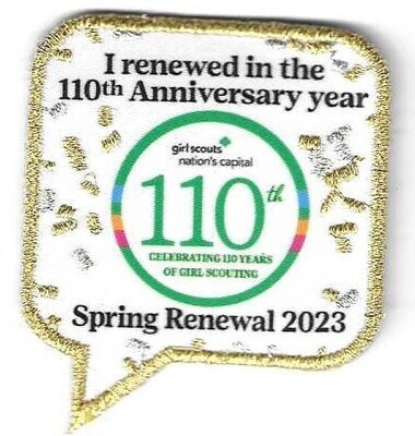 110th Anniversary Patch Spring Renewal GSNC