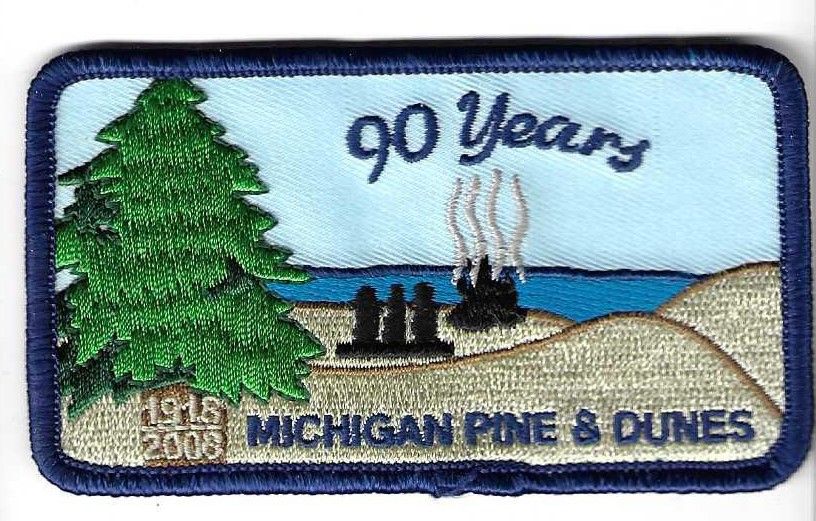 Michigan Pine and Dunes GSC 90th anniversary council patch (MI)