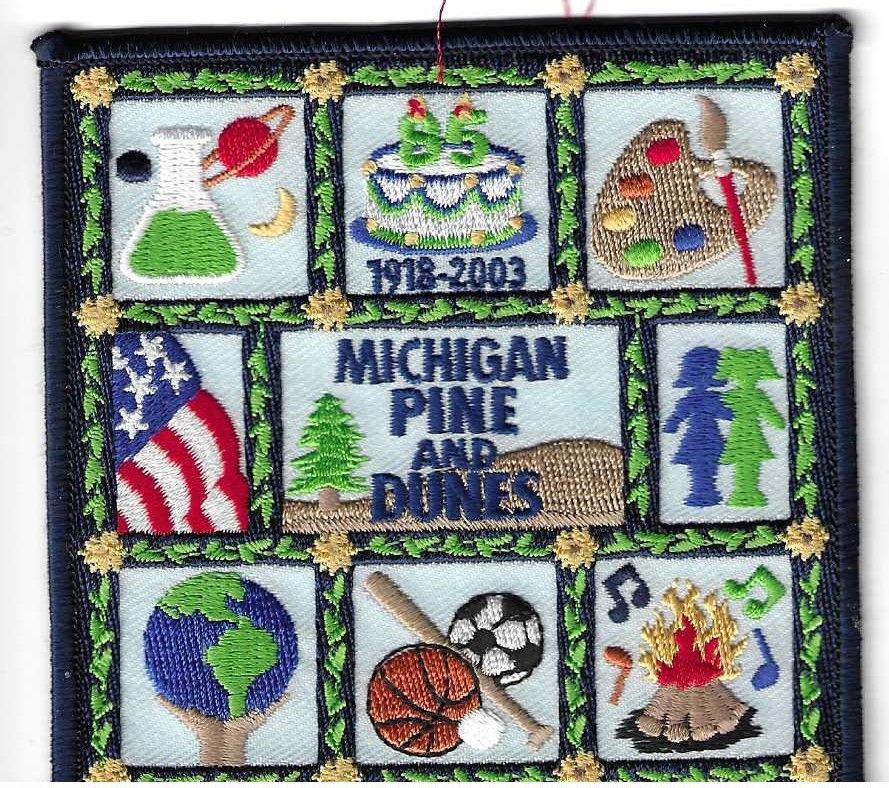 Michigan Pine and Dunes GSC 85th anniversary council patch (MI)