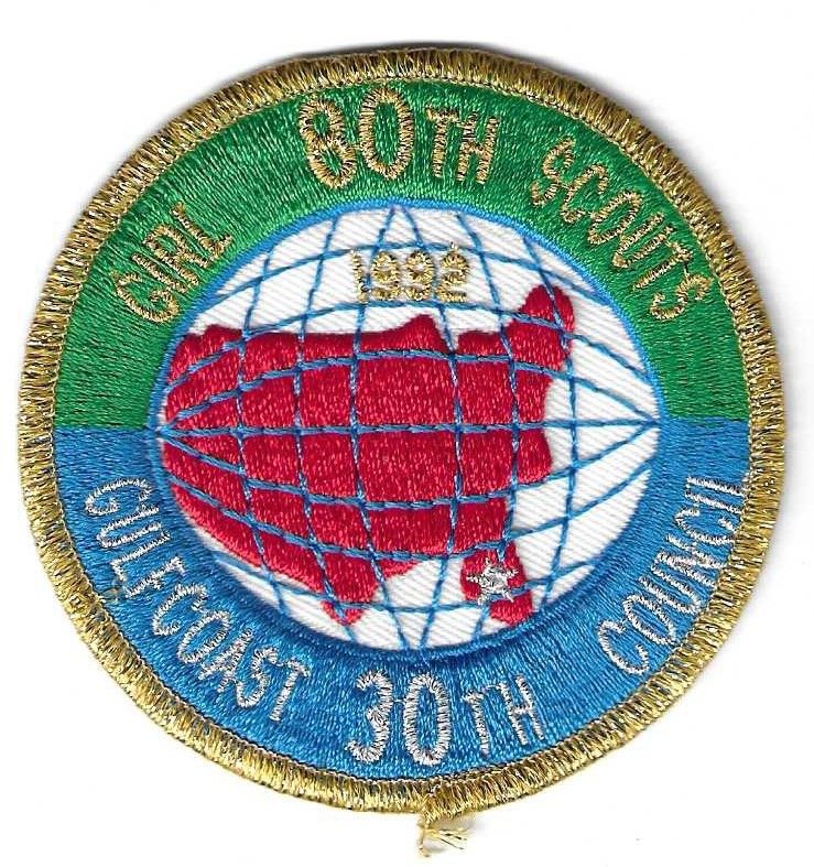 Gulfcoast GSC 30th council/80th GSUSA anniversary council patch (FL)