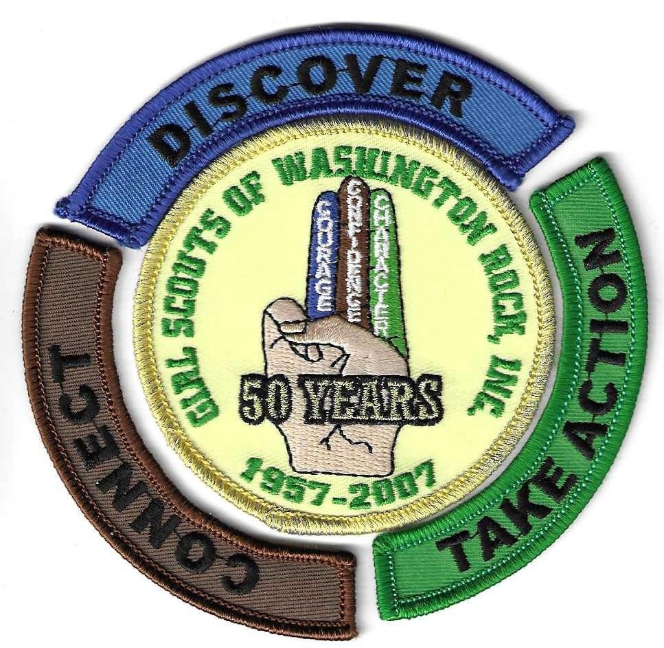 Washington Rock GSC 50th anniversary council patch (NJ) with earned segments