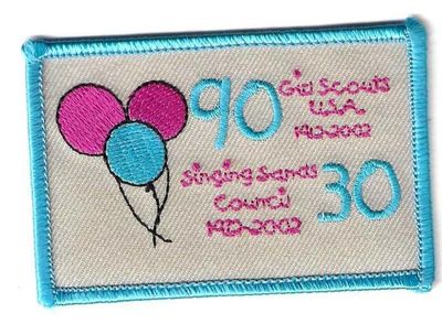 Singing Sands GSC 30th/GSUSA 90th anniversary council patch (IN)