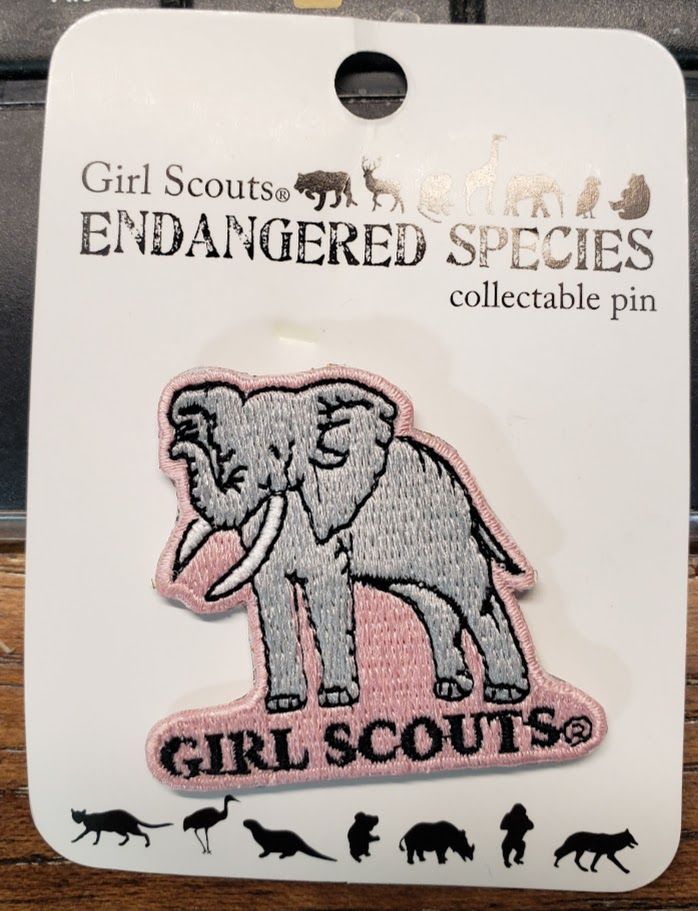 Elephant Endangered Species Patch Pin
