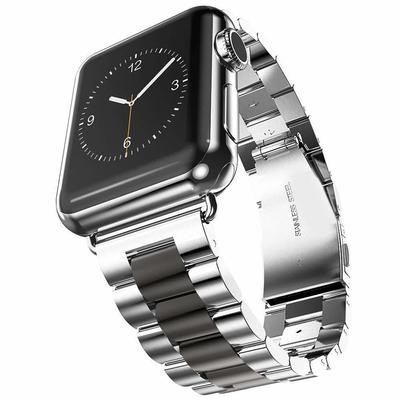 U191U Band Compatible with Apple Watch 42mm Stainless Steel Wristband Metal Buckle Clasp iWatch Strap Replacement Bracelet for Apple Watch Series 3/2/1 Sports Edition (Silver/Black, 42MM)