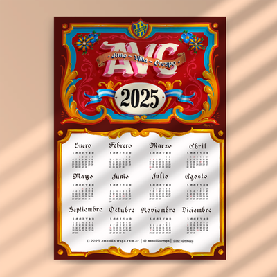 Calendario fileteado AVC 2025 por @febuey