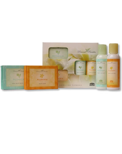 Plumeria & Botanical: (2) Bath Bar, (2) Body Lotion (2 oz.)