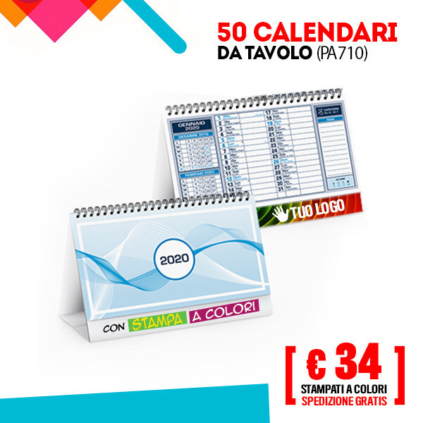 ✔ Calendari da Tavolo Personalizzati 50/100 pz SPED GRATIS