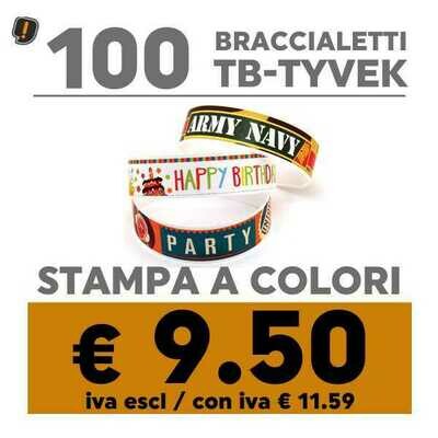 🔝 100 Braccialetti TB-Tyvek® Stampa a Colori