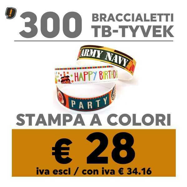 🔝 300 Braccialetti TB-Tyvek® Stampa a Colori | SPEDIZIONE GRATIS