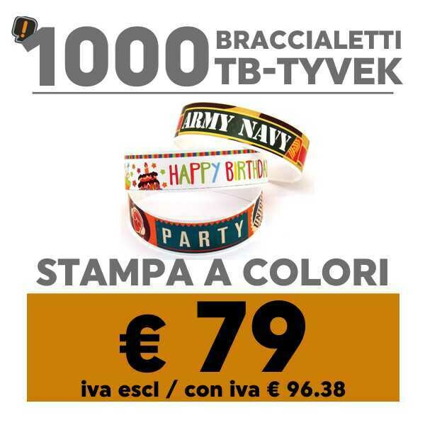 🔝 1000 Braccialetti TB-Tyvek® Stampa a Colori | SPEDIZIONE GRATIS