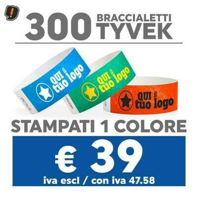300 Braccialetti Tyvek® con Stampa SPEDIZIONE GRATIS