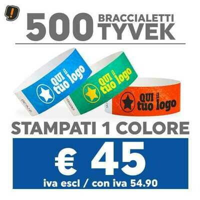 500 Braccialetti Tyvek® con Stampa SPEDIZIONE GRATIS