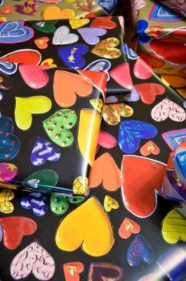 Geschenkpapier, schwarz, 4 Bogen-Set
