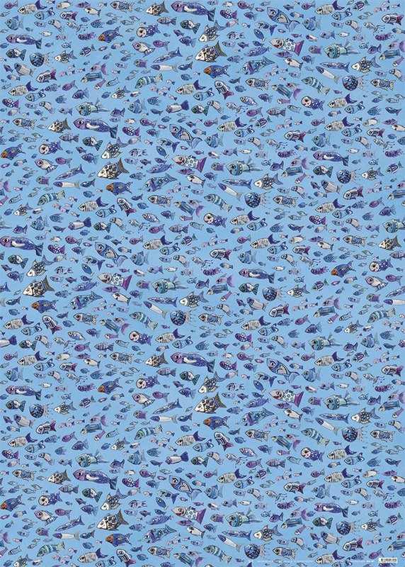 Geschenkpapier &quot;Kleine Fische&quot;, 4 Bogen-Set