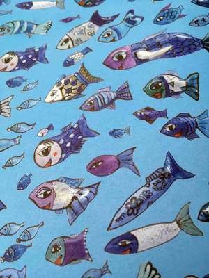 Geschenkpapier "Kleine Fische", 4 Bogen-Set
