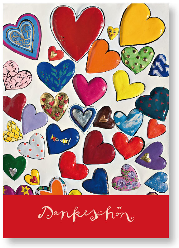 Postkarte „Viele Herzen &amp; Dankeschön“