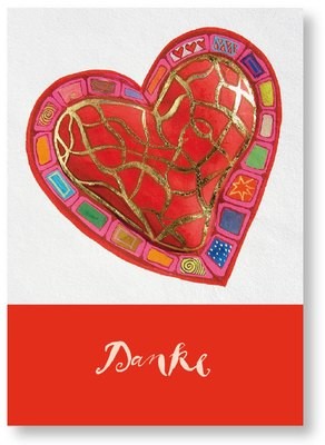 Postkarte „Rotes Herz &amp; Danke“