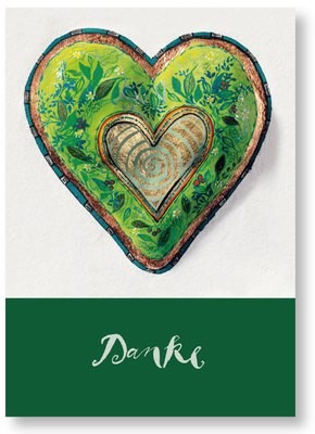 Postkarte „Grünes Herz &amp; Danke“