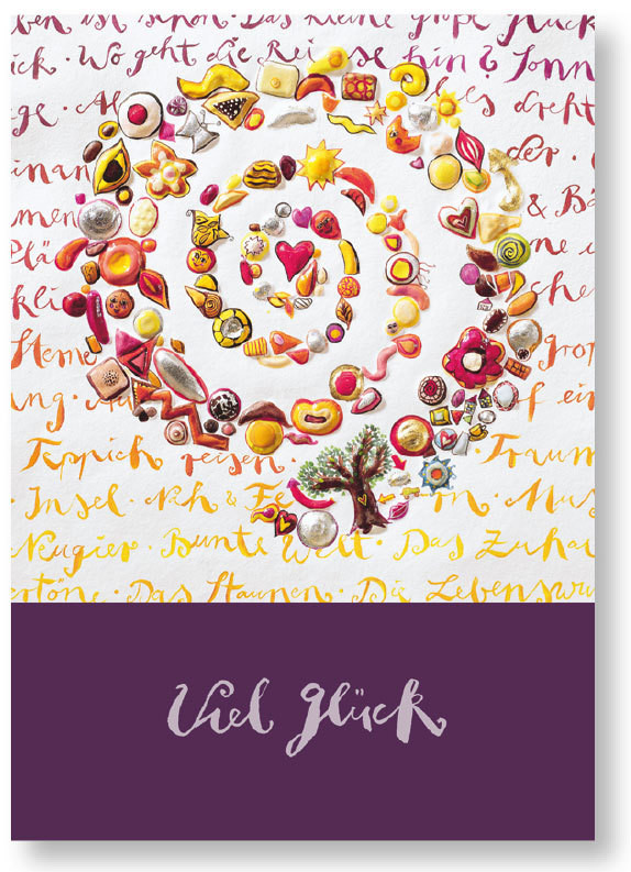 Postkarte „Spirale &amp; Viel Glück“