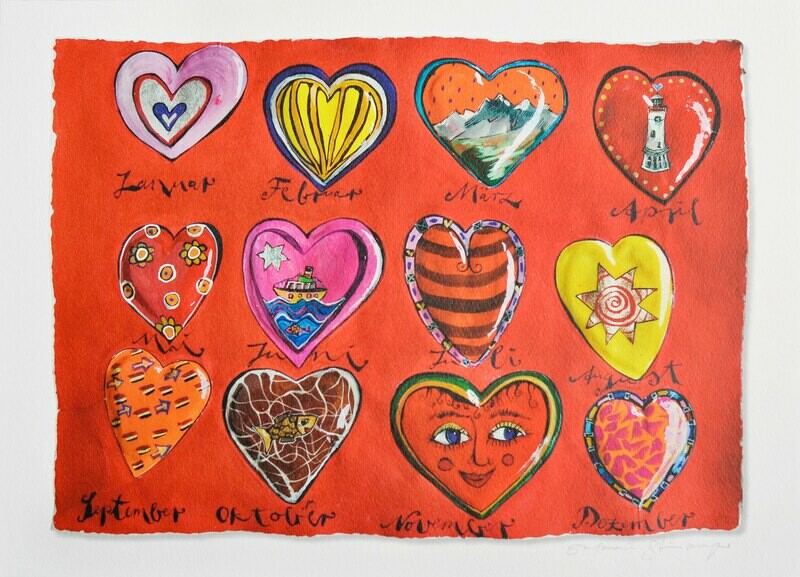 Kunstdruck &quot;Jahreszeitenliebe, rot&quot;