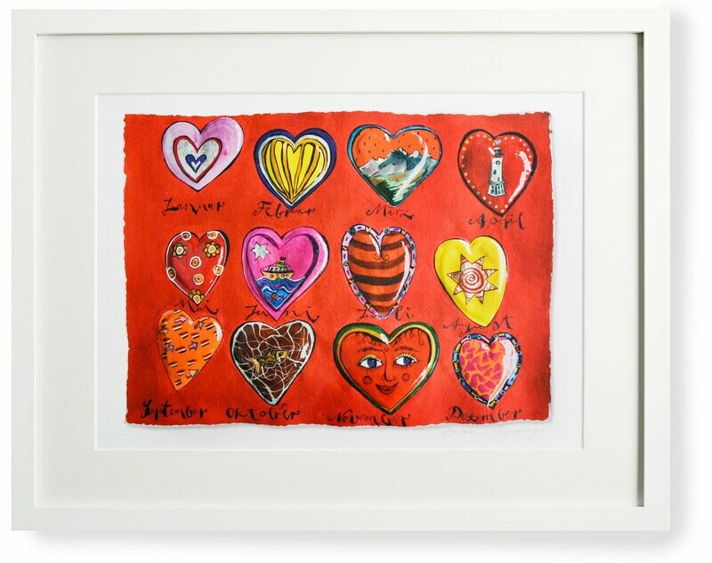 Kunstdruck "Jahreszeitenliebe, rot"