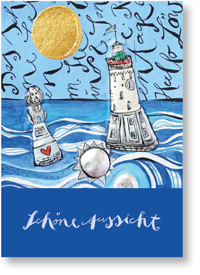 Postkarte „Schöne Aussicht in blau“