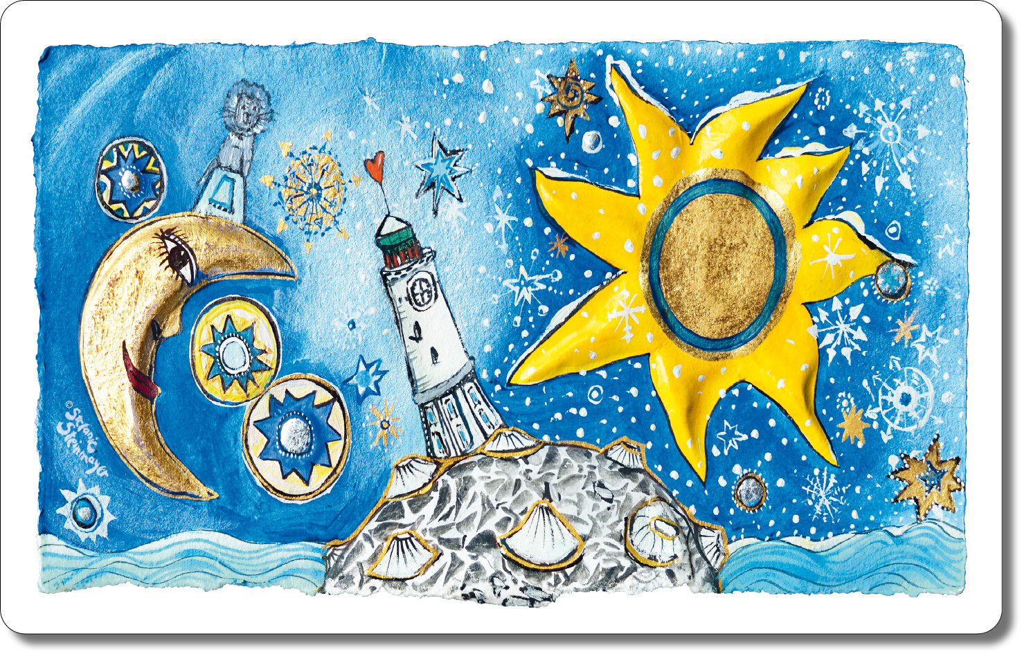 Brettchen "Winterleuchtturm, weiß"
