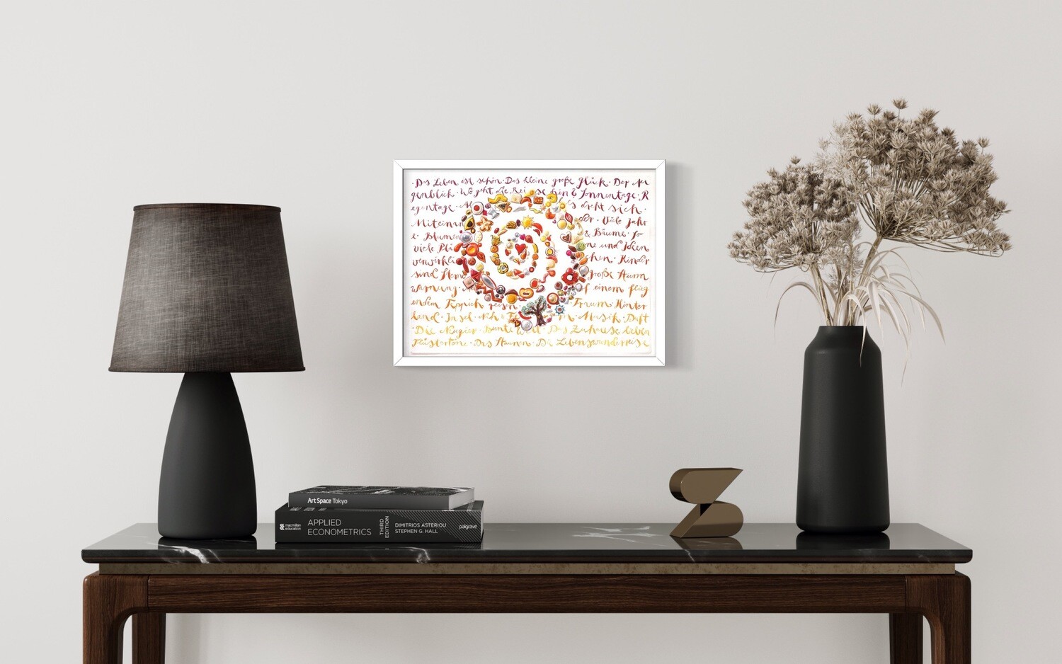Kunstdruck &quot;Das Leben ist schön&quot;, Rahmen und Größe: Papier: 40x30cm, weiss, Veredelung mit Echt-Blattgold (23 kt): ja
