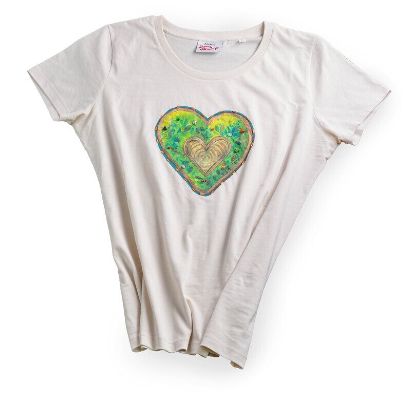 T-Shirt &quot;Grünes Herz&quot;, Geschenk-Set inkl. Kunstdruck und Rahmen