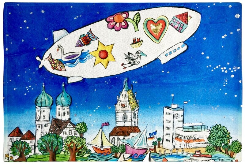 Fussmatte „Der Zeppelin über Friedrichshafen bei Nacht“