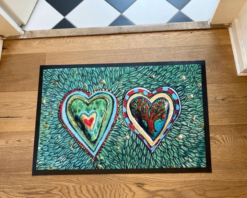 Schmutzmatte „Herzpaar im Grünen“ 75 x 48 cm