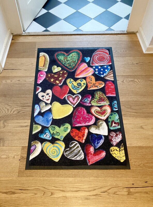 Schmutzmatte „Viele Herzen, schwarz“ 60 x 100 cm