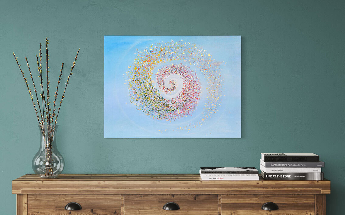 Kunstdruck &quot;Himmelsfenster&quot;, Rahmen und Größe wählen: 80x60 cm, ohne Rahmen, Veredelung mit Echt-Blattgold (23 kt): ja