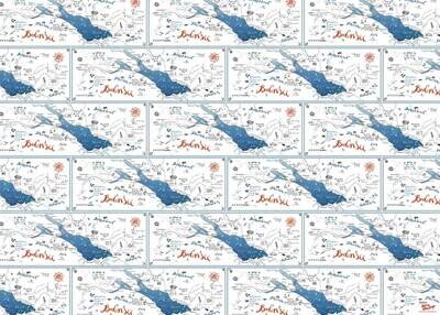 Geschenkpapier &quot;Bodenseekarte&quot;, 4 Bogen-Set