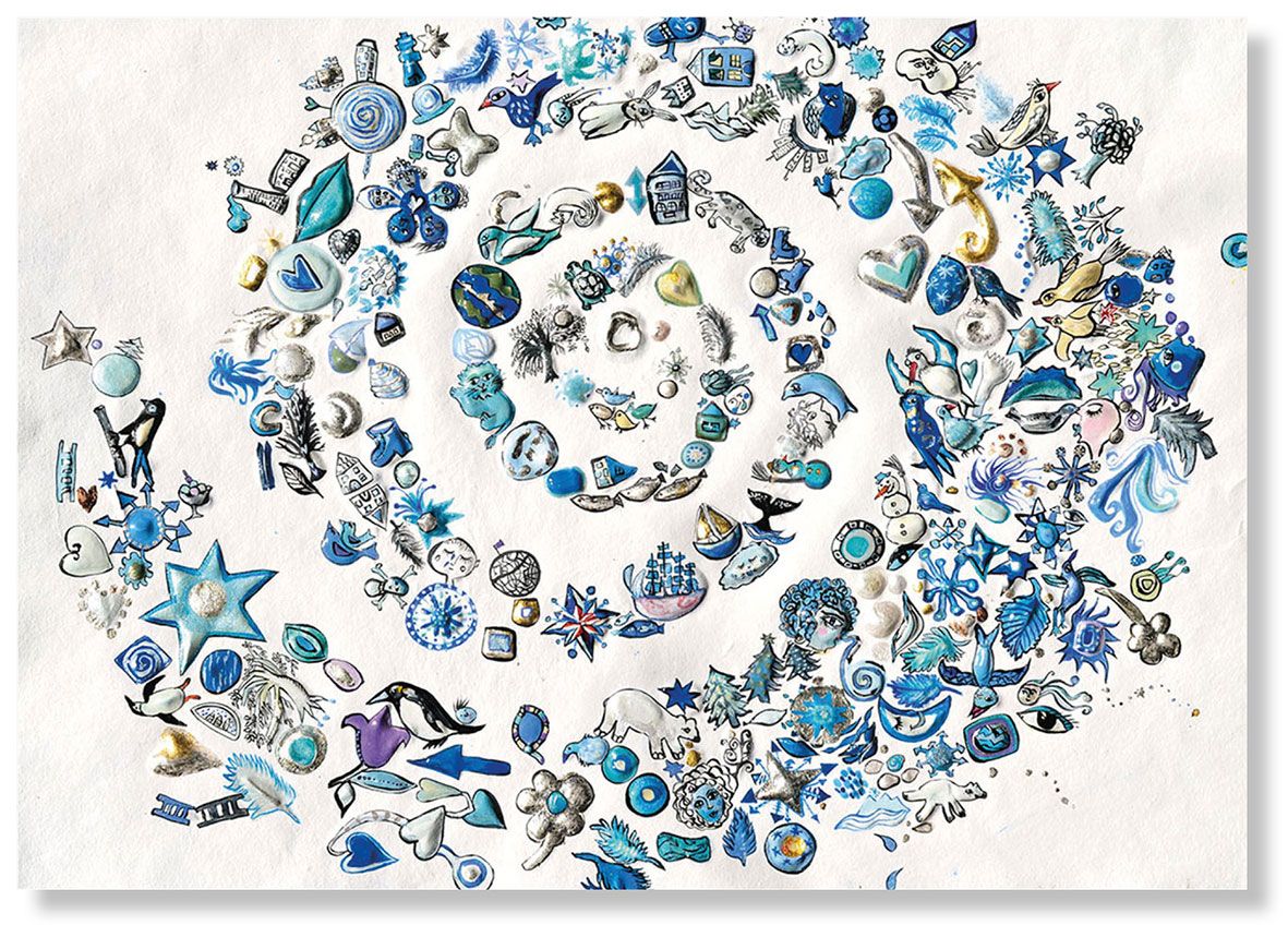 Postkarte „Spirale in blau“
